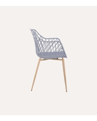 Silla Optik con Patas Efecto Madera de Polipropileno y Acero