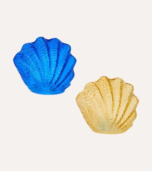 Lámpara de Mesa Concha de Mar LED de Vidrio Tintado