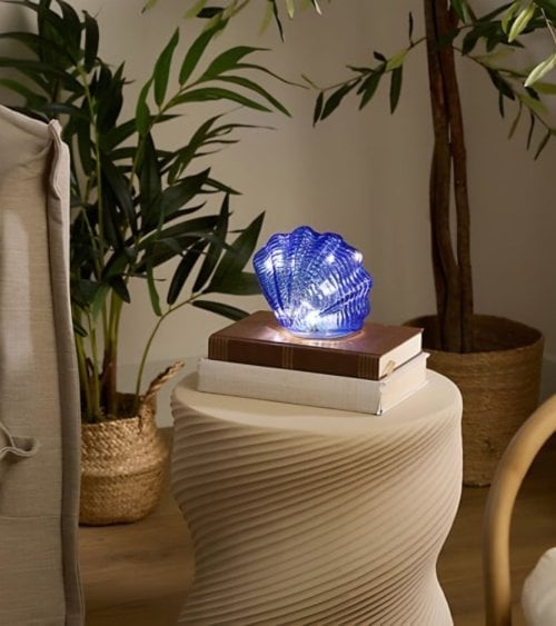 Lámpara de Mesa Concha de Mar LED de Vidrio Tintado