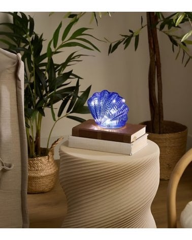 Lámpara de Mesa Concha de Mar LED de Vidrio Tintado