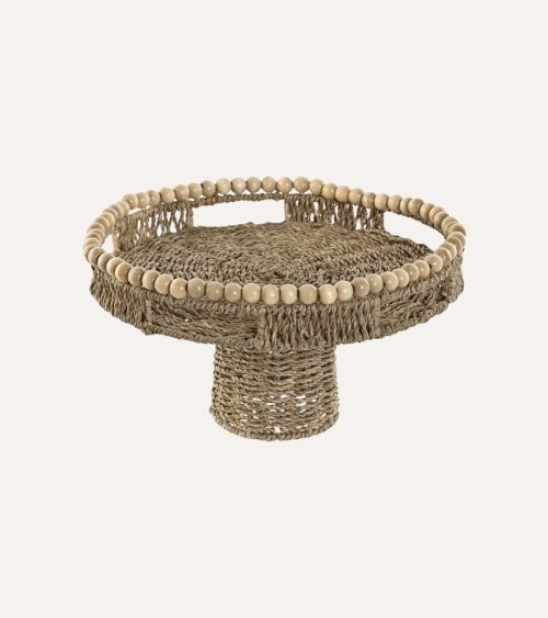 Centro de Mesa Soho con Cuentas de Madera de Mimbre