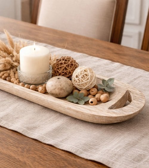 Bandeja Decorativa White con Asa de Madera