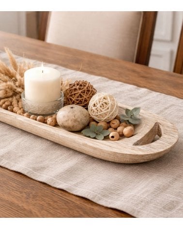 Bandeja Decorativa White con Asa de Madera