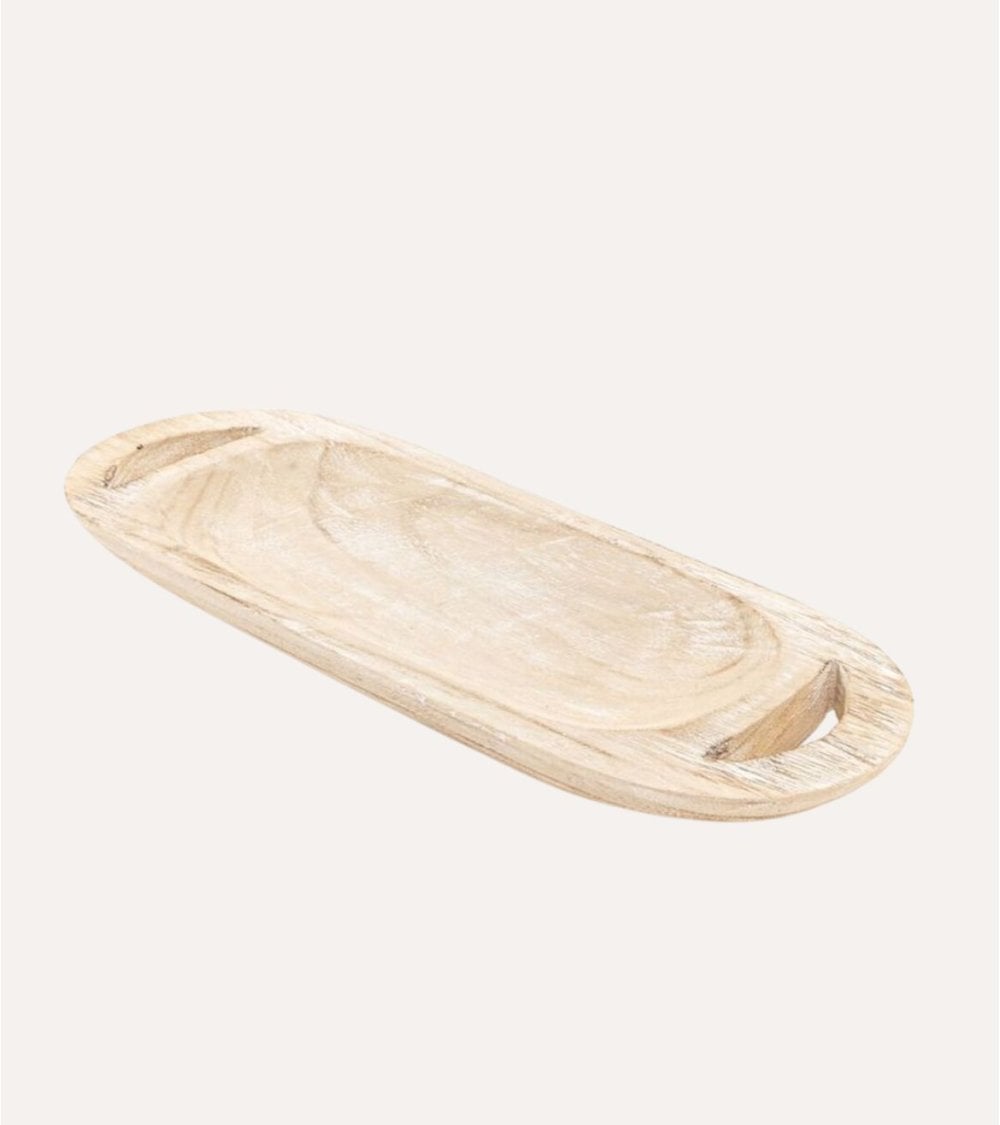 Bandeja Decorativa White con Asa de Madera
