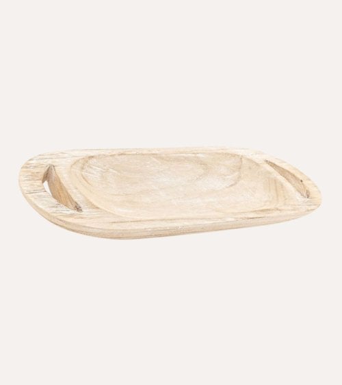 Bandeja Decorativa White con Asa de Madera