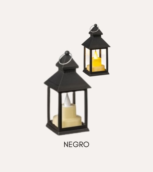 Farol Decorativo con Vela LED de Plástico