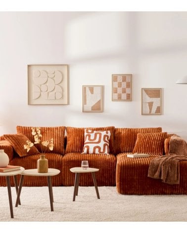 Sofá Chaise Longue Modular Solka de 3 Plazas de Espuma y Poliéster