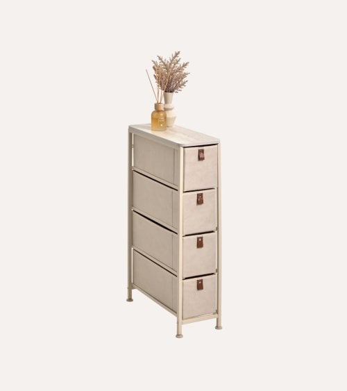 Cajonera Estrecha Tissa de 4 Cajones de MDF y Acero