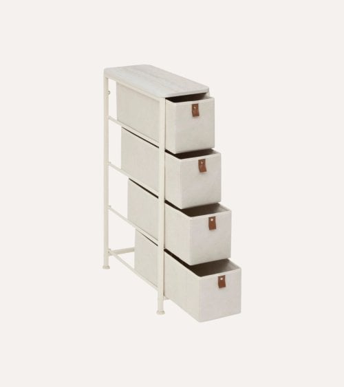 Cajonera Estrecha Tissa de 4 Cajones de MDF y Acero