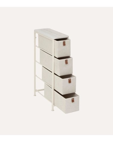 Cajonera Estrecha Tissa de 4 Cajones de MDF y Acero