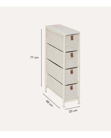 Cajonera Estrecha Tissa de 4 Cajones de MDF y Acero