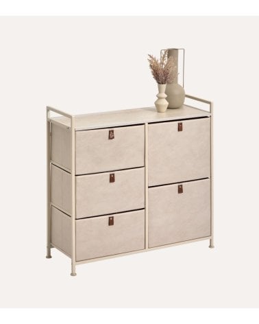 Cajonera Baja Tissa con 5 Cajones de MDF y Acero