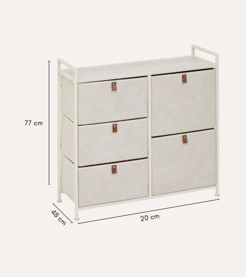Cajonera Baja Tissa con 5 Cajones de MDF y Acero