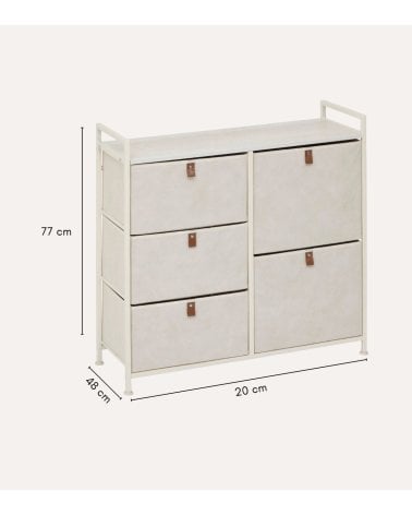 Cajonera Baja Tissa con 5 Cajones de MDF y Acero