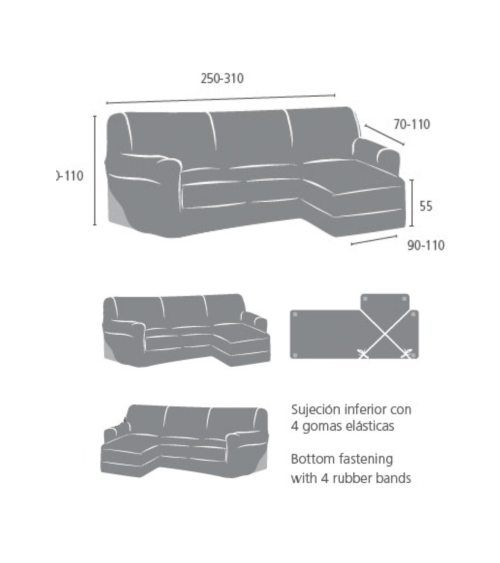 Funda de Chaise Longue Elástica de Brazo Corto Aquiles-7