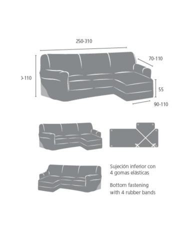Funda de Chaise Longue Elástica de Brazo Corto Aquiles-7