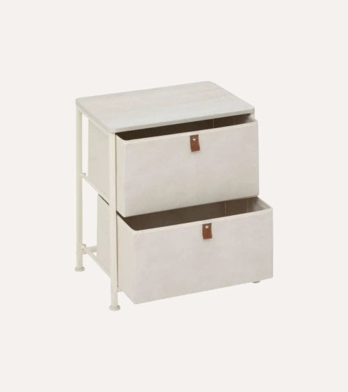 Mesita de Noche Tissa con 2 Cajones de MDF y Acero