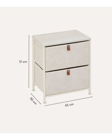 Mesita de Noche Tissa con 2 Cajones de MDF y Acero
