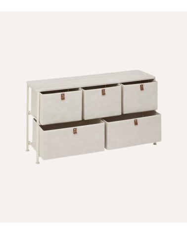 Cómoda Baja Tissa con 5 Cajones de MDF y Acero