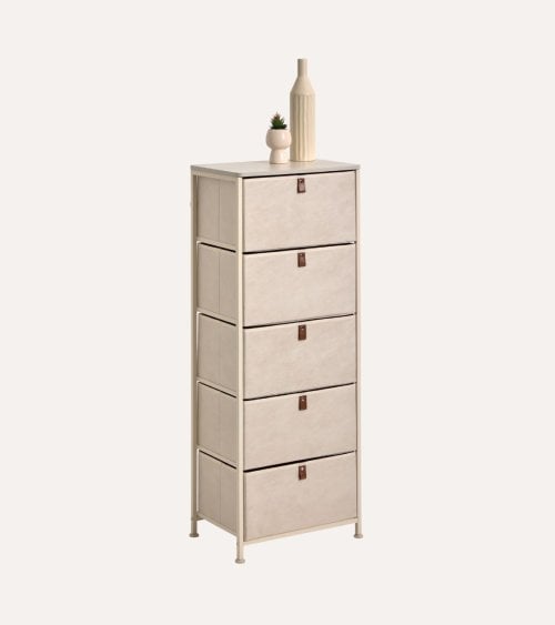 Cajonera Alta Tissa con 5 Cajones de MDF y Acero