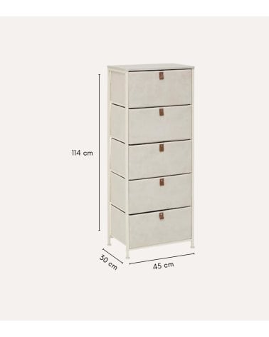 Cajonera Alta Tissa con 5 Cajones de MDF y Acero