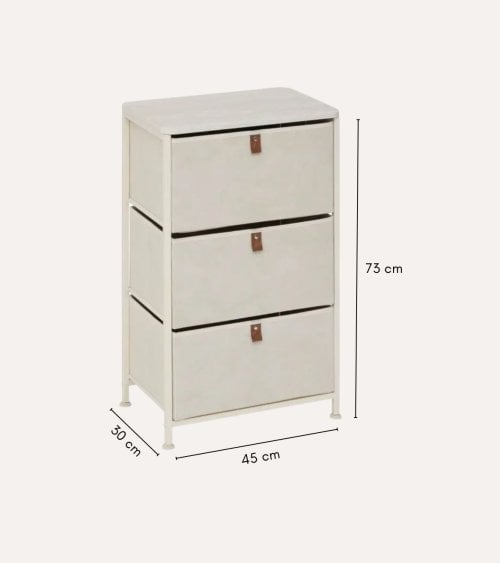 Cajonera Tissa con 3 Cajones de MDF y Acero