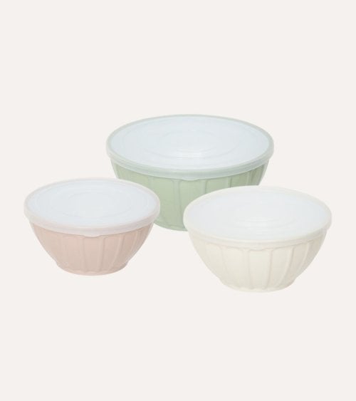 Set de 3 Ensaladeras Essentiels con Tapa de Plástico