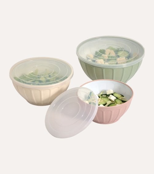 Set de 3 Ensaladeras Essentiels con Tapa de Plástico