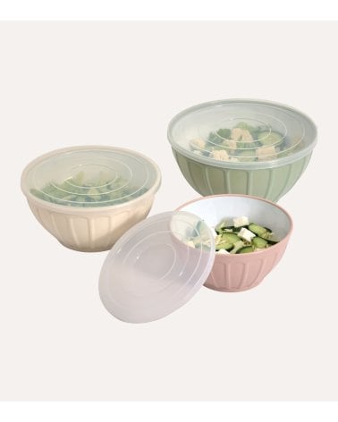 Set de 3 Ensaladeras Essentiels con Tapa de Plástico