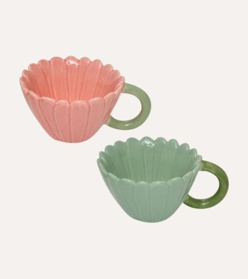 Taza Mug Rose con Forma de Flor de Gres
