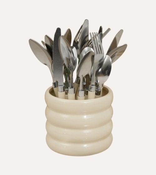 Set de 24 Cubiertos Elsa de Acero Inoxidable con Base de Cerámica