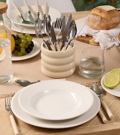 Set de 24 Cubiertos Elsa de Acero Inoxidable con Base de Cerámica