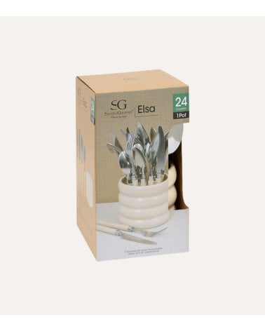 Set de 24 Cubiertos Elsa de Acero Inoxidable con Base de Cerámica