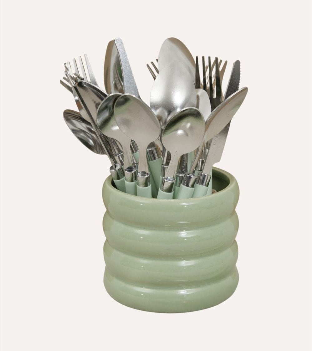 Set de 24 Cubiertos Elsa de Acero Inoxidable con Base de Cerámica