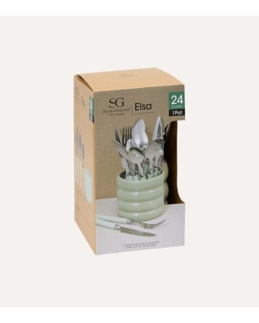 Set de 24 Cubiertos Elsa de Acero Inoxidable con Base de Cerámica