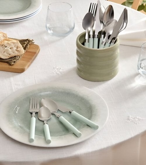 Set de 24 Cubiertos Elsa de Acero Inoxidable con Base de Cerámica