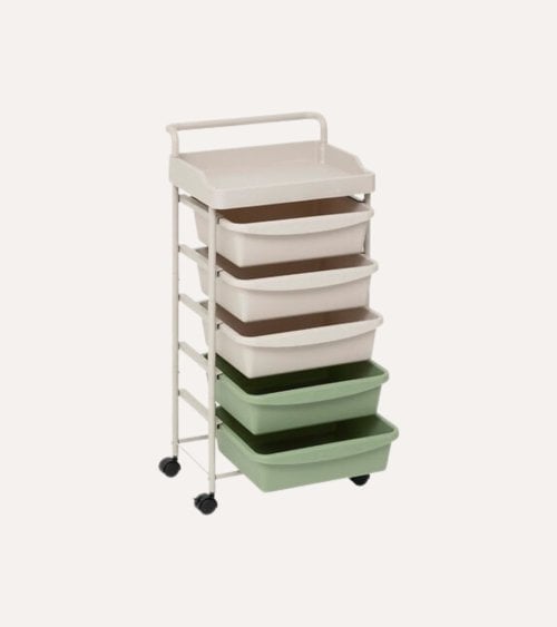 Carro Auxiliar Deskolor con 5 Bandejas de Plástico