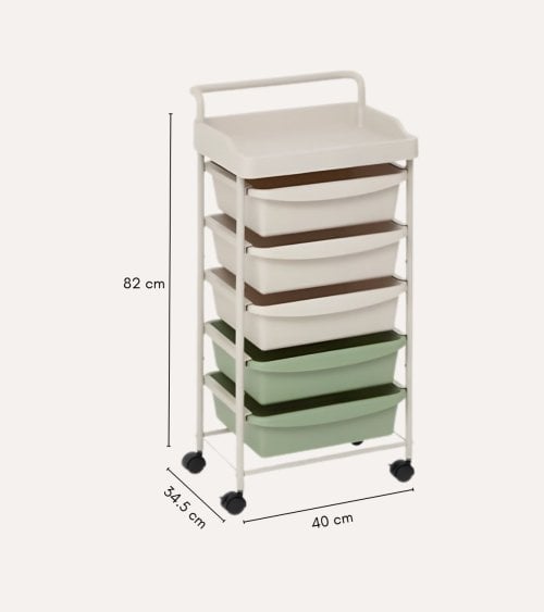 Carro Auxiliar Deskolor con 5 Bandejas de Plástico