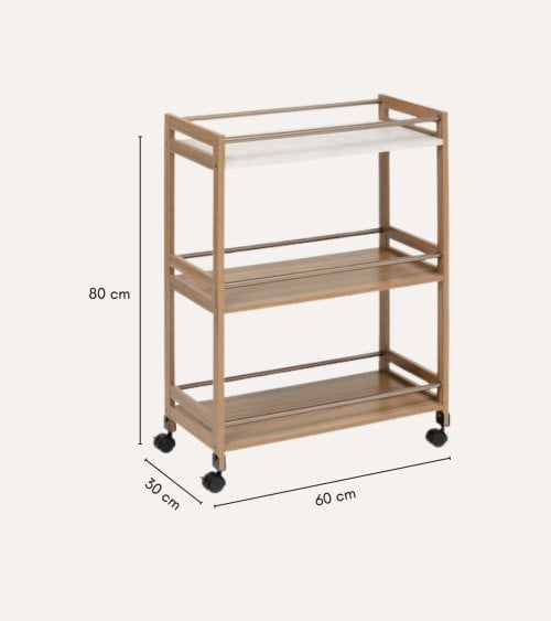 Carro Auxiliar Côme con 3 Niveles de MDF