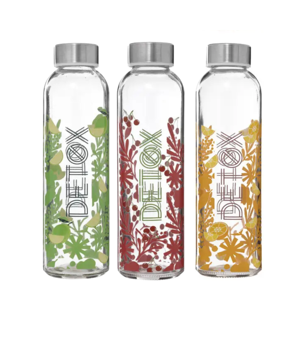 Botella de Cristal Détox con Motivo Frutal -1