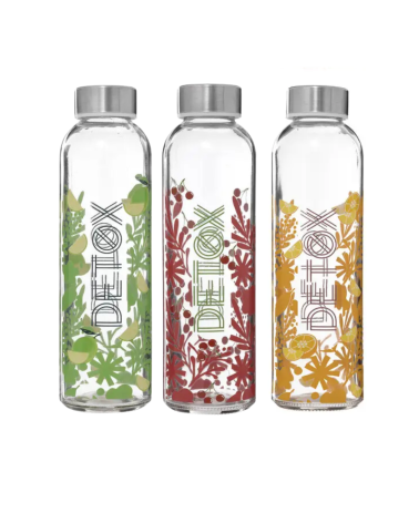 Botella de Cristal Détox con Motivo Frutal -1