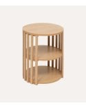 Mesa Auxiliar Redonda Slat Efecto Palillería de MDF