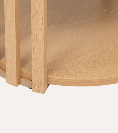 Mesa Auxiliar Redonda Slat Efecto Palillería de MDF