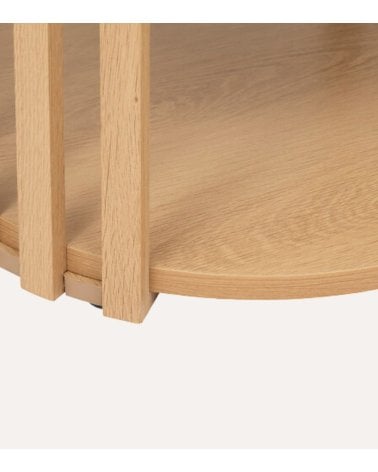 Mesa Auxiliar Redonda Slat Efecto Palillería de MDF