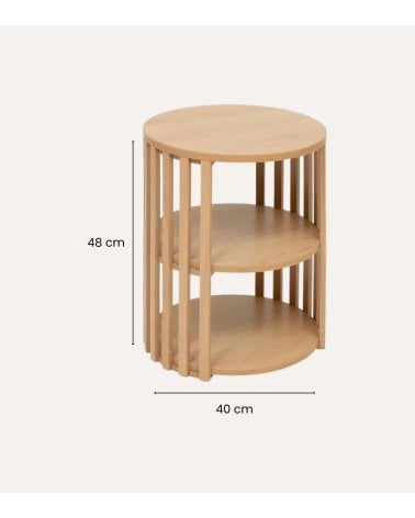 Mesa Auxiliar Redonda Slat Efecto Palillería de MDF