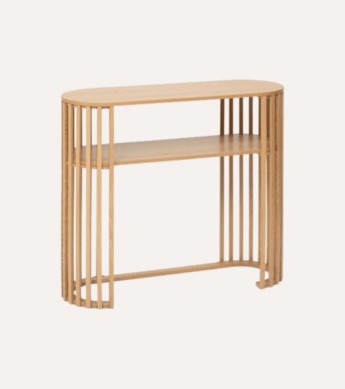 Consola Redonda Slat Efecto Palillería de MDF