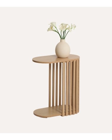 Mesa Auxiliar Slat Efecto Palillería de MDF