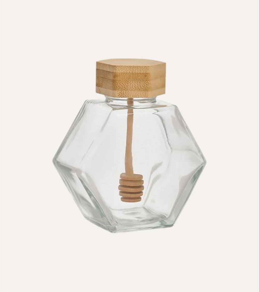 Tarro para Miel Hex de Vidrio