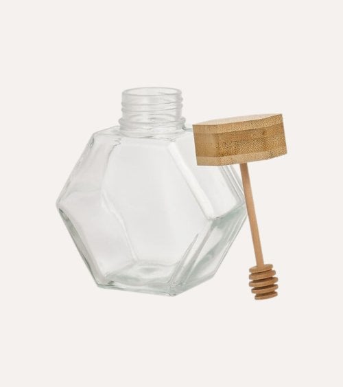 Tarro para Miel Hex de Vidrio