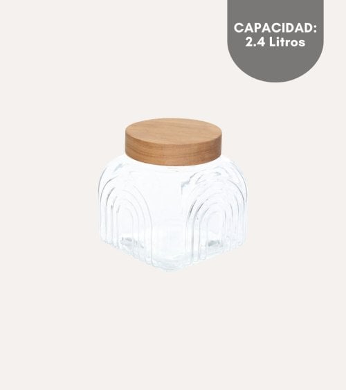 Tarro Arche de Vidrio y Madera de Acacia